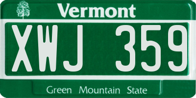VT license plate XWJ359