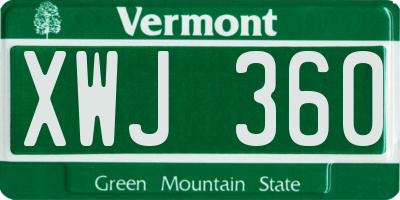VT license plate XWJ360