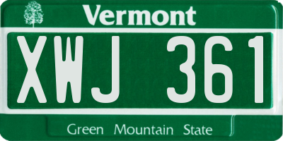 VT license plate XWJ361