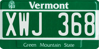 VT license plate XWJ368