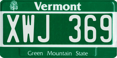 VT license plate XWJ369
