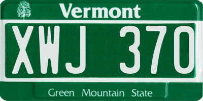 VT license plate XWJ370