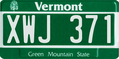 VT license plate XWJ371