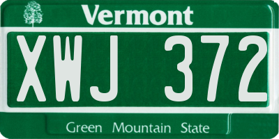VT license plate XWJ372