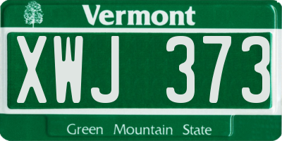VT license plate XWJ373