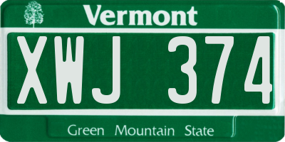 VT license plate XWJ374