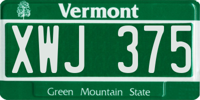 VT license plate XWJ375