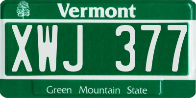 VT license plate XWJ377