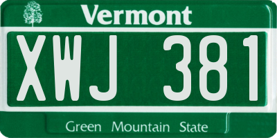 VT license plate XWJ381
