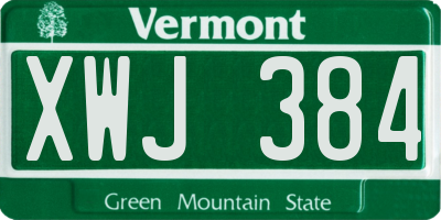VT license plate XWJ384