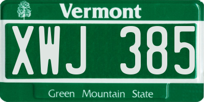 VT license plate XWJ385
