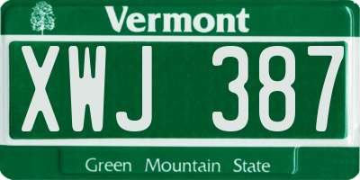 VT license plate XWJ387