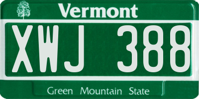 VT license plate XWJ388
