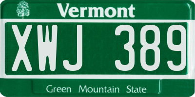 VT license plate XWJ389