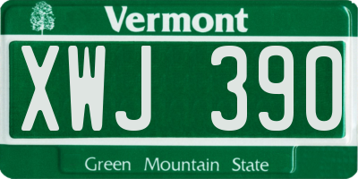 VT license plate XWJ390