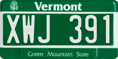 VT license plate XWJ391