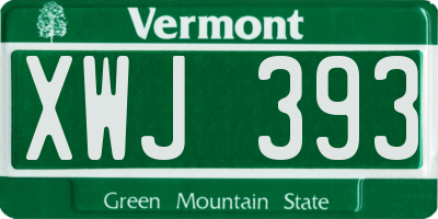 VT license plate XWJ393