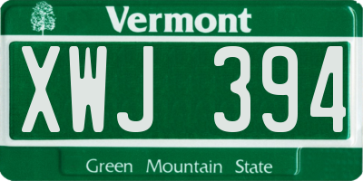 VT license plate XWJ394