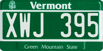 VT license plate XWJ395