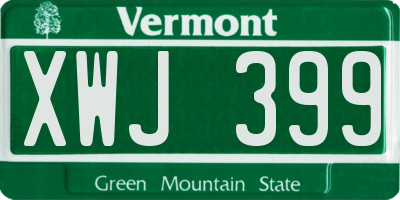 VT license plate XWJ399