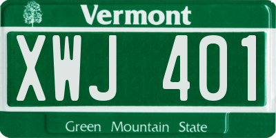 VT license plate XWJ401