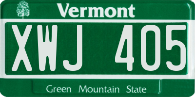 VT license plate XWJ405