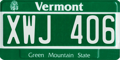 VT license plate XWJ406