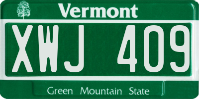 VT license plate XWJ409