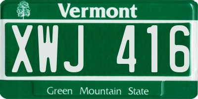 VT license plate XWJ416