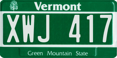 VT license plate XWJ417