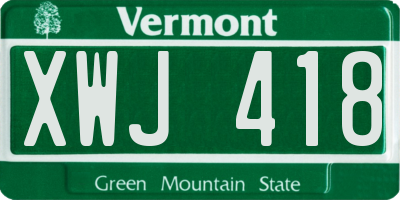 VT license plate XWJ418