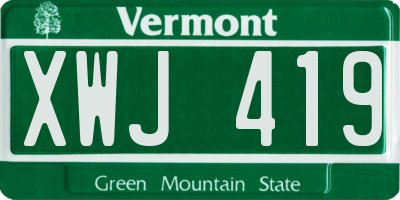 VT license plate XWJ419