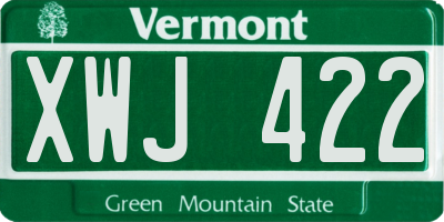 VT license plate XWJ422