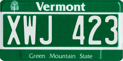 VT license plate XWJ423