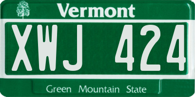VT license plate XWJ424