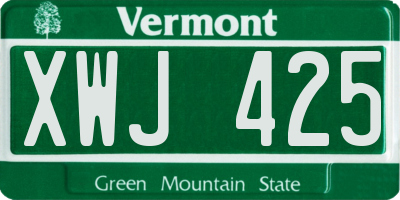 VT license plate XWJ425