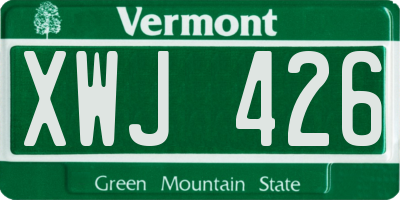 VT license plate XWJ426