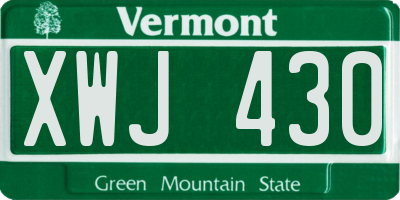 VT license plate XWJ430