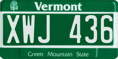 VT license plate XWJ436