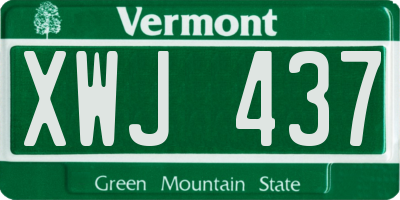 VT license plate XWJ437