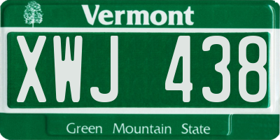 VT license plate XWJ438