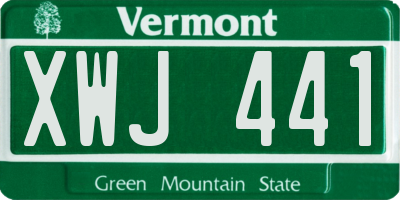 VT license plate XWJ441