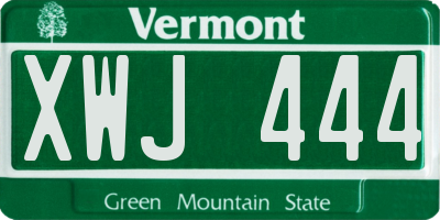 VT license plate XWJ444