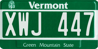 VT license plate XWJ447