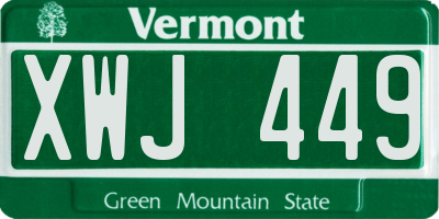 VT license plate XWJ449