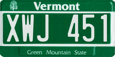 VT license plate XWJ451
