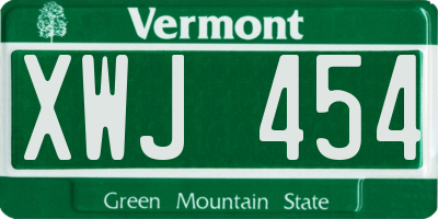 VT license plate XWJ454