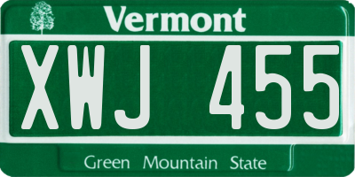 VT license plate XWJ455