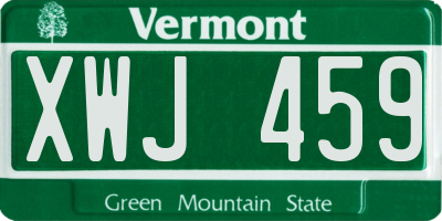 VT license plate XWJ459