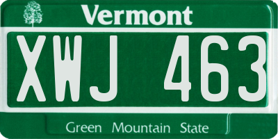 VT license plate XWJ463